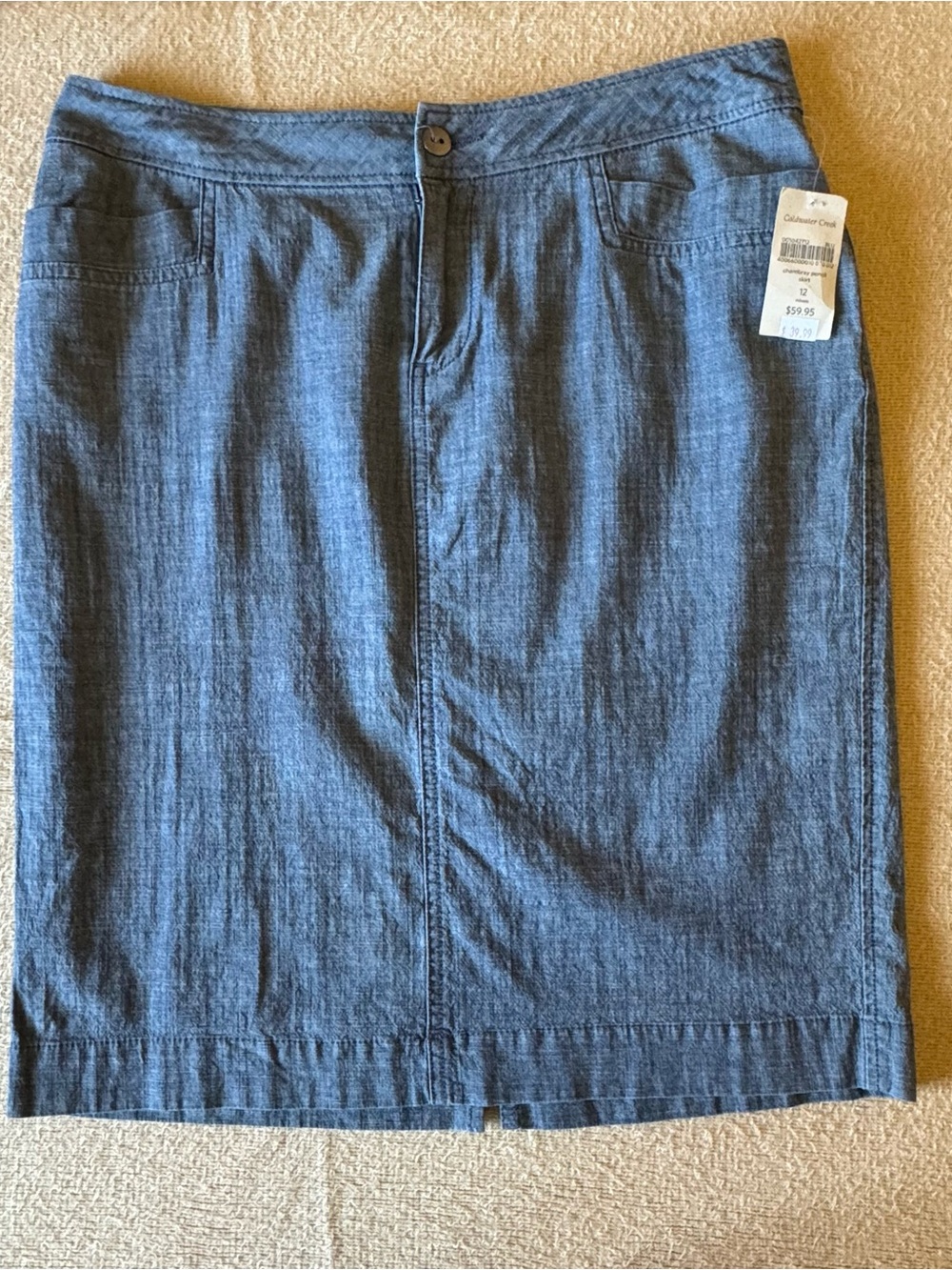 Coldwater Creek Blue Chambray Denim Pencil Skirt